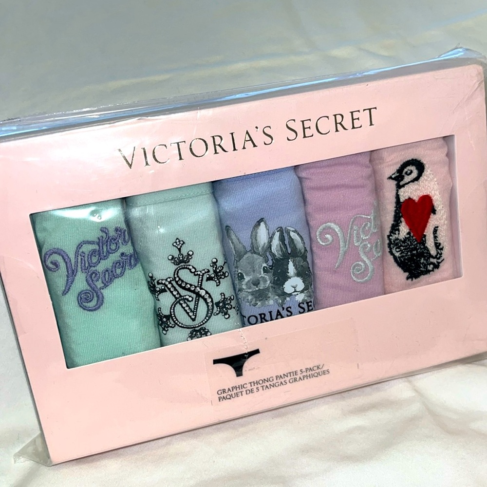 Victoria's Secret Easter Graphic Thong Panties 5-Pack